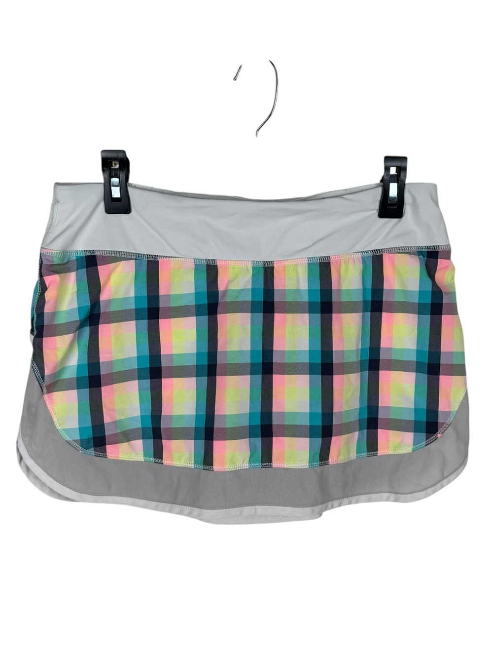 The Lululemon Hotty Hot Wee Weezy Check Bleached Coral Skort in size 8